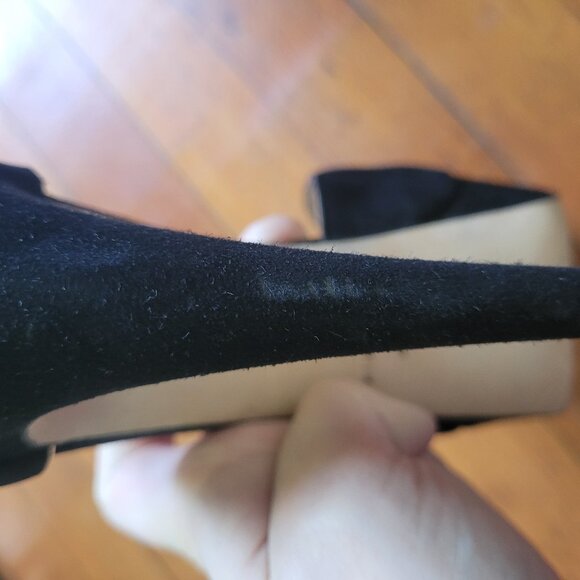 Brian Atwood Suede Black Gold Peeptoe Tribeca, Italian 39 - Picture 5 of 12